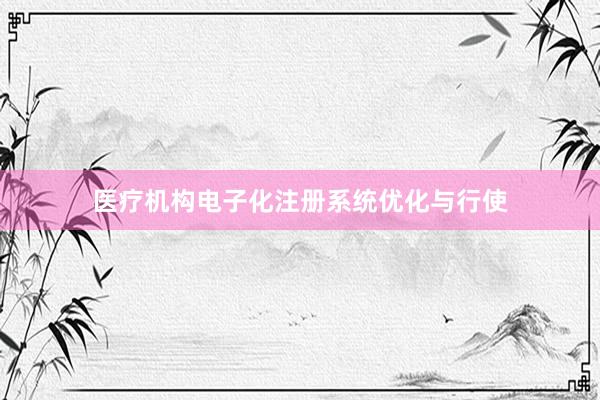 医疗机构电子化注册系统优化与行使